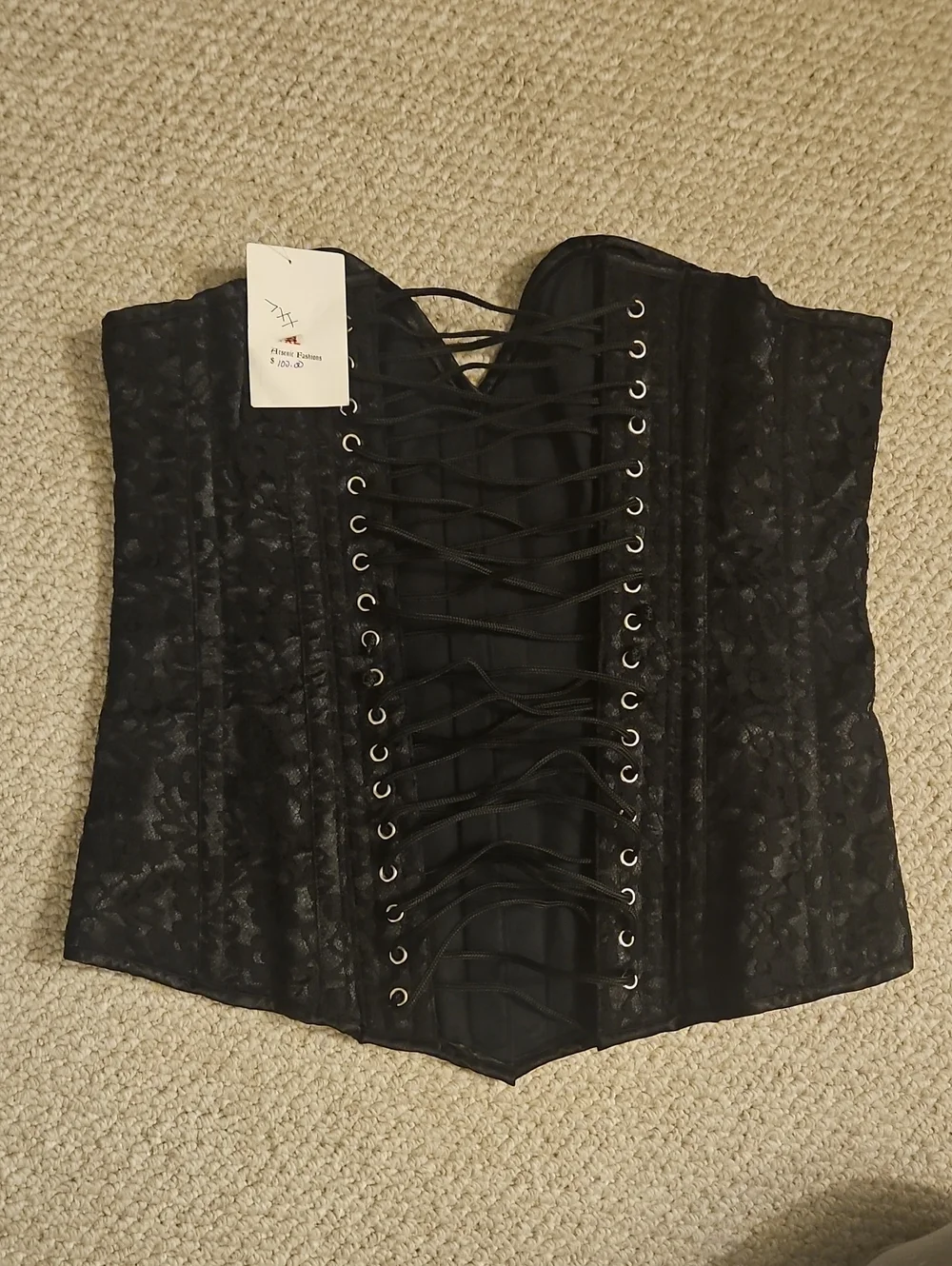 Black Lace-Up Overbust Corset - Unbranded Elegance